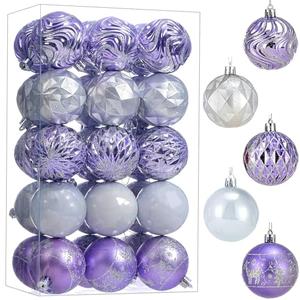 30ct Christmas Ball Ornaments Shatterproof Christmas Hanging Tree Decorative Balls for Party Holiday Wedding Decor Purple Silver, 2.36", 60mm