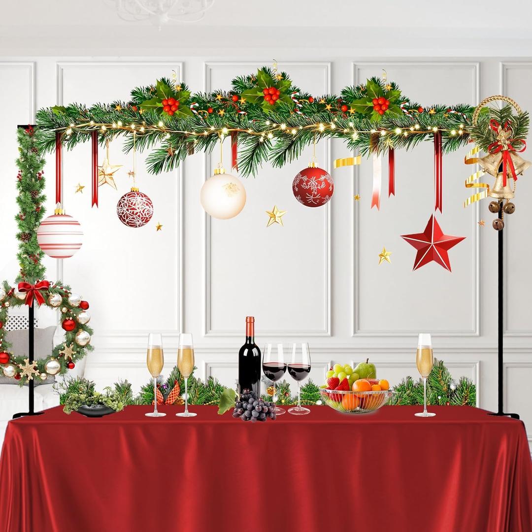 Over The Table Rod Stand with Clamps 49-102" Adjustable Metal Balloon Arch Stand Flower Table Arch Suitable for Birthday,Party,Wedding,Halloween,Xmas Decoration,Black