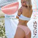FINETOO Cotton Underwear for Women Sexy Low Rise Ribbed Hipster Breathable Soft Womens Bikini Girls Panties Cheeky S-3XL (L)
