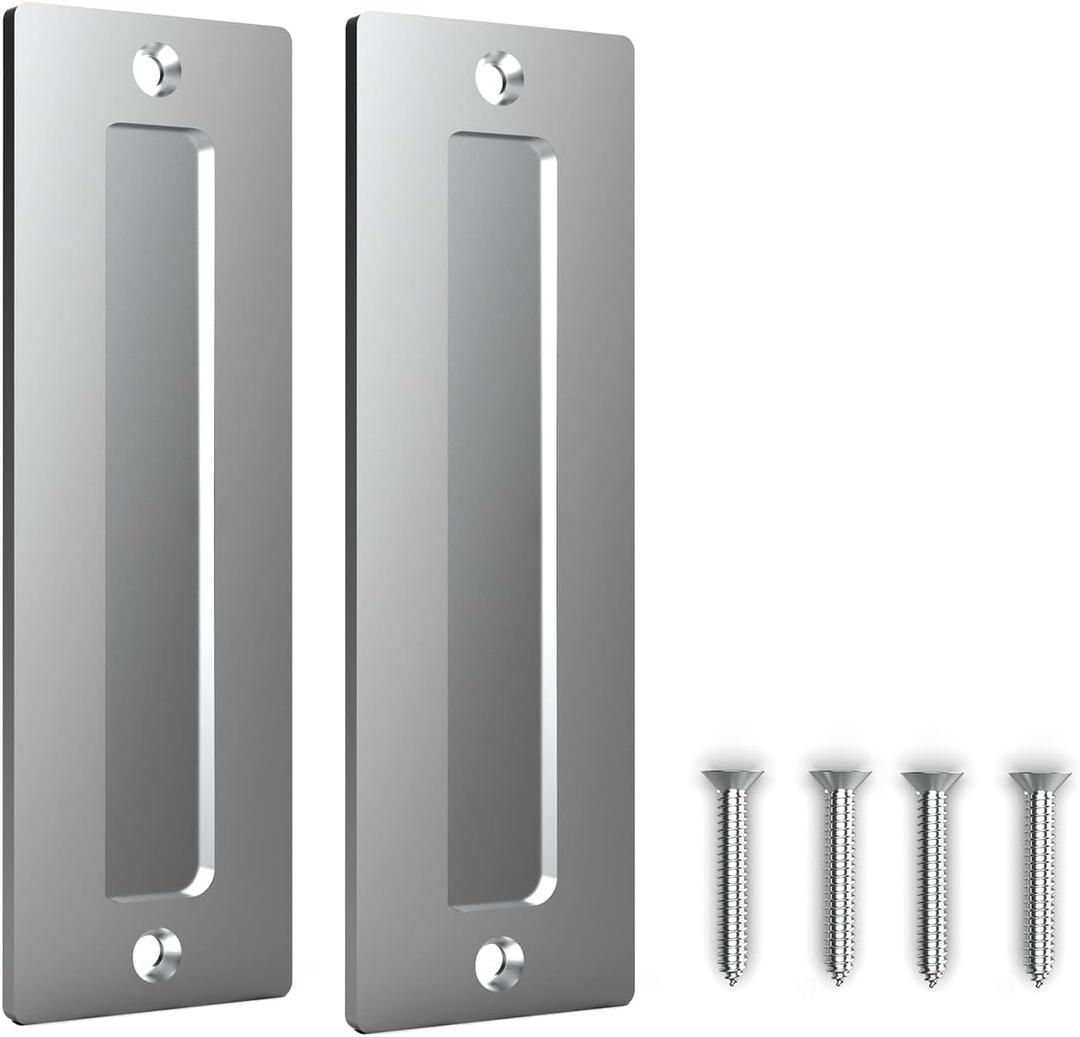 Orgerphy Stainless 7 Barn Door Handle Finger Pull Set (2 Pack)| Heavy Duty Modern Simple Invisible Handle for Gates Garages Sheds Barn Door, Pocket Door | with Flat Bottom Easy to Install (2 Pack)