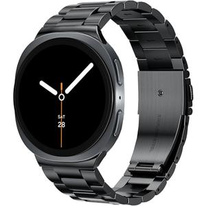 Metal Band Compatible with Samsung Galaxy Watch 8 40mm/44mm/Classic 46mm 2025,No Gap Business Stainless Steel Strap for Galaxy Watch8 Men Women,NOT for Other Models (BLACK)