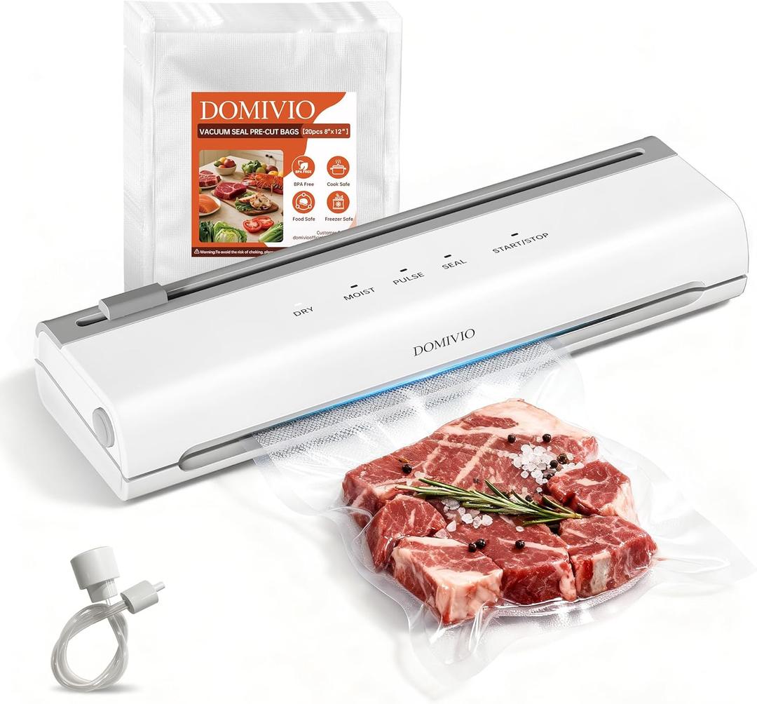Vacuum Sealer Machine for Food, 5-in-1 Food Saver with Built-In Cutter & 20 BPA-Free Bags  Dry & Moist Modes, Compact Easy-to-Use Vacuum Sealer for Meal Prep (VS2093)