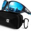 suoso Sports Polarized Sunglasses for Men: Womens UV400 Protection Sun Glasses Wrap Around Goggles for Fishing Driving TR90 (C01-blue)