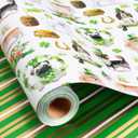 3 x Merture Reversible St. Patrick's Wrapping Paper - 17 Inch x 33 Feet - Lucky Dogs with Hats & Four-leaf Clovers for Holiday (17in x 32.8ft(46.5 sqft))