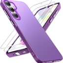 Dssairo for Samsung Galaxy a35 5g Phone case,with 2 Pack Tempered Glass Screen Protector18FT Drop Resistant Matte Back Cover Shockproof Slim Fit Protection for Galaxy a35 (Purple)