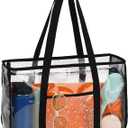 Fammart Clear Beach Bag for Women, Large Pool Tote Cruise Vacation Essentials - Zipper Closure, Waterproof, Sandproof