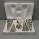 Syhood 6 Pcs Silver Mercury Glass Christmas Tree for Tabletop Light up Figurine Christmas Tree Mercury Cracked Glass Globe with Light for Xmas Decor Home Party Centerpiece Mantel Gift