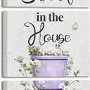 sechars Best Seat in the House Wall Art Funny Bathroom Signs Pictures Painting Modern Purple Bathroom Wall Decor (Purple)