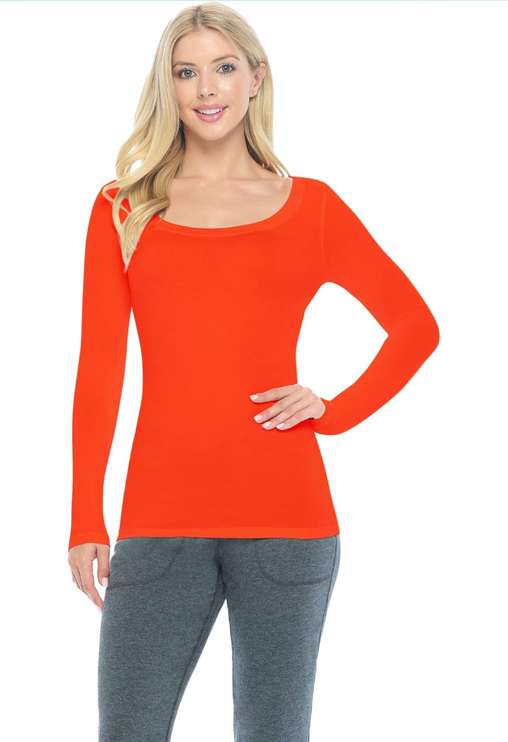 Natural Uniforms Women's Long Sleeve Extra Wide Scoop-Neck T-Shirt Under Scrub L