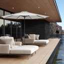 JEAREY 11' Patio Umbrellas Outdoor Table Market Umbrella w/Crank, 8 Sturdy Ribs, UV Protection Windproof for Garden, Deck, Backyard, Pool(Foggy Gray)