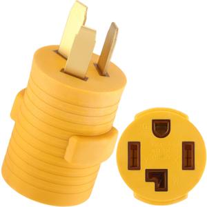 50Amp to 30Amp Dryer Adapter Compatible with NEMA 10-50P to 14-30R 3 Prong 4 Prong Compact 120V/240V 30 Amp Welder Dryer Cord Adapter for RV Camper Generator(Yellow)