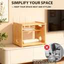 Fullin Upgrade WiFi Router Storage Box Hider, Large Capacity Projector Shelf, Wall Mount or Desktop Cable Management Box, Bamboo Modem Organizer Power Strip Hider Rack Need Assembly