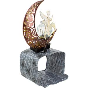 Metal Fairy Gutter Downspout Extensions with Solar Powered Glass Cracking Ball, Outdoor Waterproof Splash Block Sculpture Solar Garden Decor for Yard, Lawn