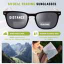 DEHOTRE Progressive Multifocal Reading Sunglasses Men No Line Bifocal Sun Readers with Core Wire Zero Top Spring Hinge UV400