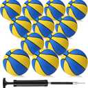 Jerify 12 Pieces Basketballs Bulk Official Size 7 Rubber Standard Basketballs 29.5 with Pump Indoor Outdoor for Training Play (Yellow, Blue)