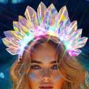 Zoestar Light Up Crowns Headband Glow Rave Party Hair Accessories for Women