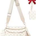 Cross Body Bag for Women Checkered Crossbody Bags Bum Bag for Women Fanny Packs for Girls Small Nylon Checkered Purse Trendy Shoulder Pouch for Womens (Checkered Beige, One Size)