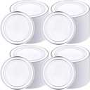 Sieral 200 Pieces Disposable Plates Plastic Party Plates with Rim Hard Plastic Appetizer Salad Dessert 7.5 Inch Elegant Heavy Duty Tableware for Dinner Wedding Party Supplies(Silver Rim)