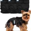 Paw Inspired Washable Dog Diapers (3 Pack) | Reusable Cloth Doggy Diapers for Female Small, Medium, Large Size Dogs (Black with Black Lining, Size XS)