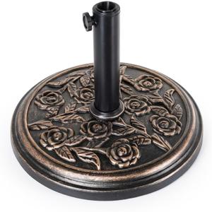 19.8 Lbs Round Umbrella Stand, Heavy Duty Weighted Base for Outdoor Market Parasols, Stable Holder for Patio Deck Lawn Garden Poolside, Bronze