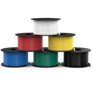 NAOEVO 16 Gauge Wire 60ft, 16 AWG Wire 6 Colors 10ft Each Spool, Flexible Silicone Tinned Copper Electrical Cable, Wiring kit for Breadboard/Automotive/DIY/Battery, 200