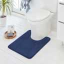 Cupic Cupid Super Soft Memory Foam Bath Mat, Navy Blue Bathroom Toilet Rugs U Shaped, Non Slip Bath Mats for Bathroom Floor, Machine Washable Rugs for Toilet, Quick Dry Bath Carpet, U-Shaped 24" x 20"