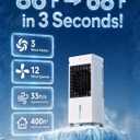 Portable Air Conditioners, 3 Wind Moodes, 12 Wind Speeds, XL Water Tank with 8 Ice Packs, Wide Oscillation, Air Conditioner Portable Swamp Personal Air Conditioner Room Bedroom