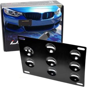 iJDMTOY No Drill Front Bumper Tow Hook License Plate Mounting Bracket Adapter Kit Compatible with BMW F30 F31 F32 F34 F10 G30 G31 3 4 5 Series E84 X1 etc