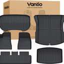 [Precise Fit Full Set] Vantio Floor Mats for Tesla Model 3 Highland 2024-2026, TPE All Weather Floor Liners, Anti-Slip Model3 Floorliners w/Seatback Protector, Rear Trunk Mat, Cargo Liner