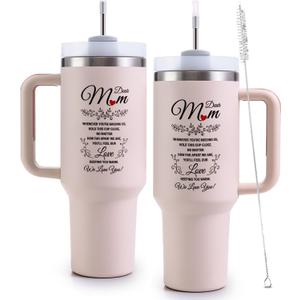 Mom Birthday Tumbler with Handle 40oz Mothers Day Gifts for Mom from Daughter, Son - Mama Coffee Tumbler, Best Mom Ever Mug - Mother's Day Christmas Birthday Gifts