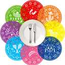 Havawish 104 Pieces Fiesta Paper Place Mats 13 Inch Mexican Papel Picado Fiesta Disposable Placemat Donkey Tacos Cactus Piata Round Table Mat for Day of The Dead Party Supplies Tableware Decor