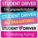 3-Pack HEY-OKEY Student Driver Magnet for Car – Metal Only (Not for Plastic/Aluminum) – Funny Pink Please Be Patient Reflective Magnetic Bumper Sticker – Removable Rookie Safety Signs – 10 x 3.5 in