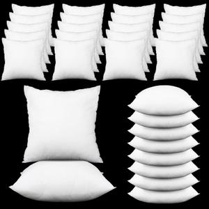 Soaoo Set of 30 Fluffy Throw Pillows Insert Bulk 18 x 18 Inches White, Filled in 400g Polyester Fiber, Decorative Square Pillow for Couch Sofa Bed and Party Supplies