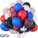 Red Blue Black Balloons, 60PCS Red and Blue Party Balloons, 12Inch Metallic Silver Balloons Dark Red Blue Confetti Balloons for Boys Birthday Graduation Baby Shower Party Decorations