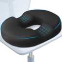 BlissTrends Donut Pillow Seat Cushion, Donut Chair Cushions for Postpartum Pregnancy & Hemorrhoids, Tailbone Pain Relief Cushion, Memory Foam Lifting Cushions for Office & Home Chairs (Black) (Large)