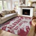 Alabama Rugs Bedroom Living Room Football Carpet Non-Slip Machine Washable Area Rug for Boys and Man Cave Decor 5' x 7'