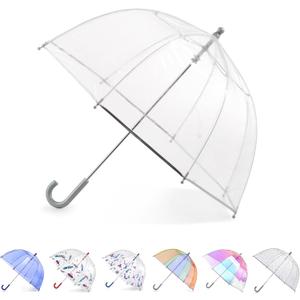 totes Kids Clear Bubble Umbrella with Dome Canopy, Lightweight Design, Wind and Rain Protection Umbrella, Clear, Kids - 38" Canopy