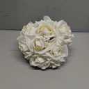 10 Inch Wedding Bouquets for Bride, Morandi Ivory Cream White Real Touch Rose Bridal Bouquet, Artificial Flower Bouquet for Wedding Ceremony, Prom, Bridal Shower