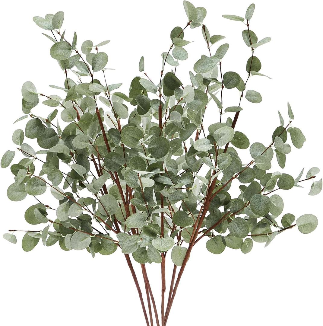 Giegxin 6 Pcs 30" Extra Long Artificial Eucalyptus Stems, Tall Greenery Stems, Fake Eucalyptus Plants for Large Vases, Wedding & Home Party Decor, Realistic Silk Leaves