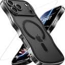 3 x for iPhone 17 Pro Max Case: [Cute Wave Frame][Fit for MagSafe] Military Drop Shockproof Protection, Camera Protective Glossy Slim Magnetic Wavy Phone Cover for Women Girls 6.9'', Clear/Black