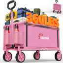 YACONA 3 in 1 Wagons Carts Foldable, 360LBS Lightweight Wagon with All Terrain Wheels, Collapsible Wagon Cart for Grocery, Camping, Beach, Garden & Sports
