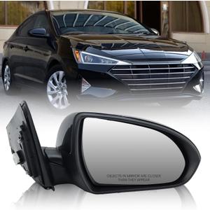 Passenger Side Mirror Compatible with 2017 2018 2019 2020 Hyundai Elantra Non-Heated Manual Folding Rear View Mirror Replace 87620F3050 Black 3 Pins
