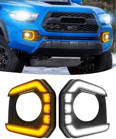 TBHOO LED Fog Lights Assemblies for 2016-2023 Tacoma DRL Daytime Running Lights Amber Turn Signal LED Fog Lamps Cover Tacoma Accessories