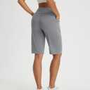 baleaf Women's Bermuda Shorts 12" Long Knee Length Running Athletic High Waist Zipper Pocket Quick Dry Loose Fit (Gray, XL)