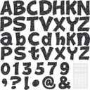 Colarr 216 Pcs Glitter Bulletin Board Letters for Classroom Number Alphabet Punctuation Symbol Cutout 4'' Die-Cut Poster Letter with Adhesive Dot School Party Holiday Decor Display(Black)