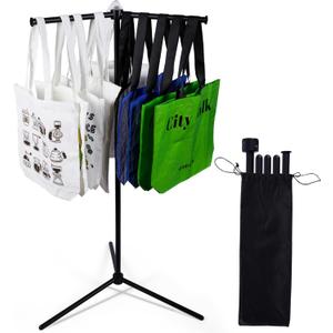 Shopping Bag Rack, Tote Bag Holder Stand for Vendors, Metal Stand for Retail Store, Craft Fairs, Boutique, Trade Show