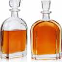 Whiskey Decanter with Glass Stopper-Whiskey Glass Bottle with Airtight Geometric Stopper for Wine, Bourbon, Brandy, Liquor, Tequila, Liquor Decanter for Men.2 Pack