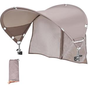 XL Universal Chair Canopy Umbrella, UPF 50+ Foldable Sun Shade Attachment with Adjustable Clamp for Beach, Camping, Sports, Outdoor, Lawn, Tanning, Zero Gravity Chairs, Wagon, Wheelchair, Patented (Beige_1Pack)