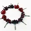 100 pcs Tiny Artificial Roses Mixed Burgundy Five Color Mulberry Paper Flower 15-18 mm Flower Wedding Scrapbooking (Burgundy)