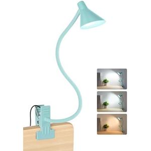 LiFMIRA Reading Light for Bed, Clip-on Desk Lamp with Flexible Neck, 3 Color Modes & 10 Dimmable Brightness, Teal